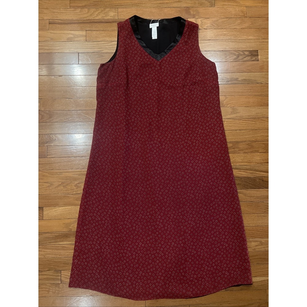 Liz Claiborne Woman 2X Burgundy Black Maxi Dress Sleeveless V Neck Lined